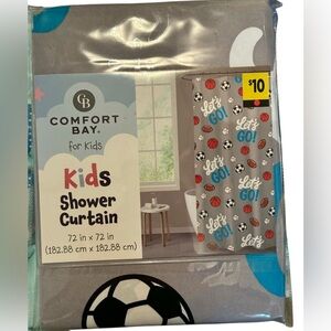 NWT Comfort Bay Kids "Let's Go!" Sports Shower Curtain